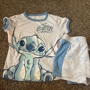 Disney Stitch Kids Pajama Set - Light Blue and White